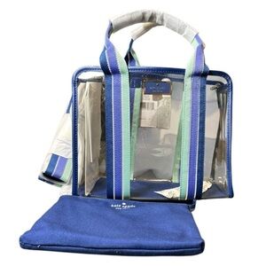 Kate Spade New York Sam See-Through Satchel Bag Purse Tote WKRU6858 Blue Stripe